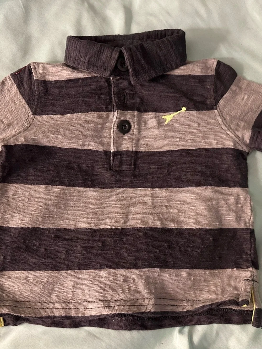 Carter's Brown & Cream Striped Polo with Yellow Accent